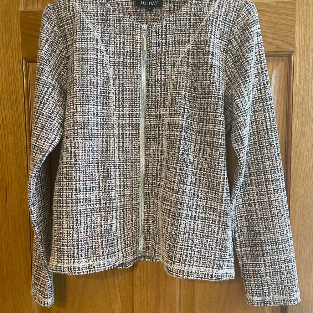 Sunday Multicolor Tweed Jacket and Skirt Set